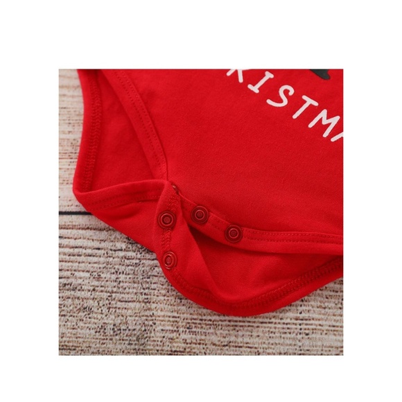 Red Onsie Romper 1st Christmas Baby Boy Girl - Picture 7 of 8